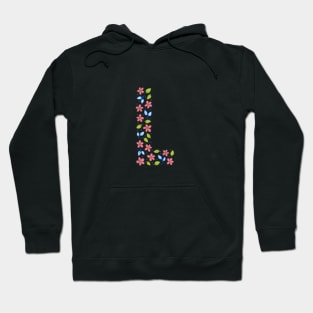 Floral Monogram Letter L - pink and blue Hoodie